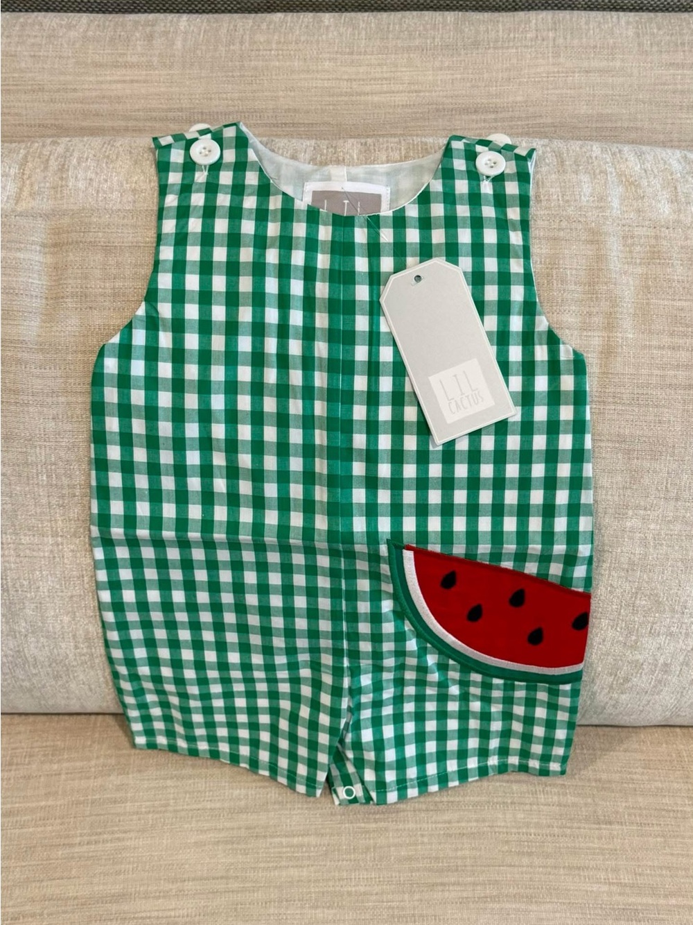 Green Gingham Watermelon One-Piece - Lil Cactus